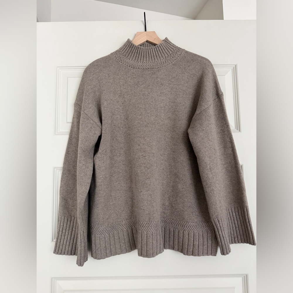 Tahari Women's Mock Neck Sweater in Taupe